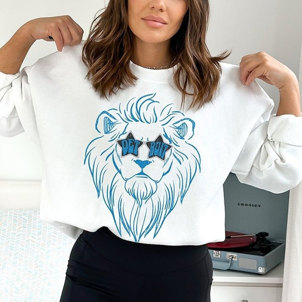 Detroit Lions NFL Football Crewneck Sweatshirt Retro Team Fan Game Day Gift 17